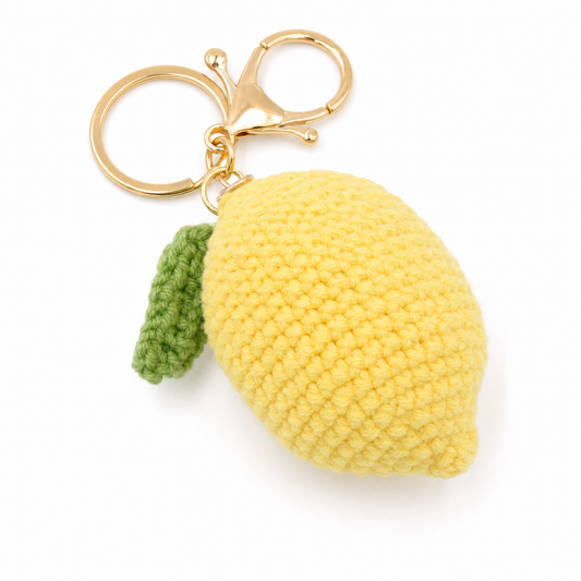 Hand-Crochet Lemon Keychain - Cute Citrus Charm