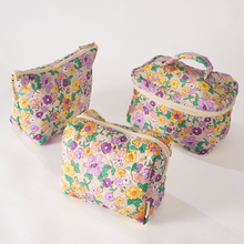 Load image into Gallery viewer, Petal Perfect Floral Quilted Makeup Bag - Small Pouch Travel Toiletry Organizer
