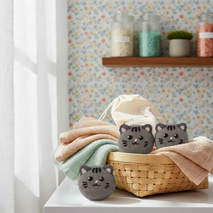 Gray Tabby Cat Wool Laundry Dryer Balls with 3D Ears – Set of 3