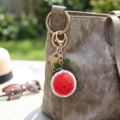 Hand-Crochet Watermelon Keychain - Summer Vibes Accessory