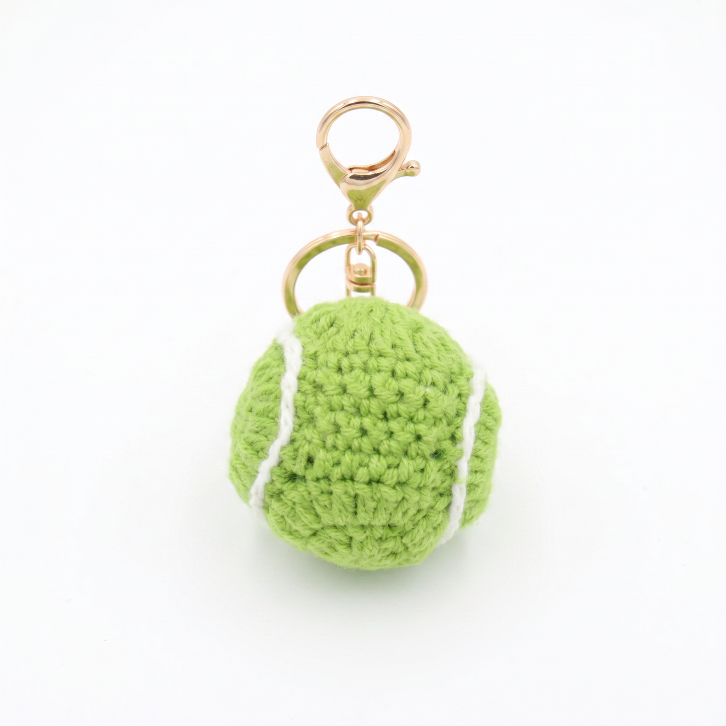 Hand-Crochet Tennis Ball Knit Keychain - Cute Sports Accessory for Keys