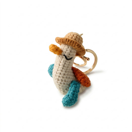 Hand-Crochet Duck Yarn Keychain for a Quirky Charm