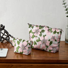 Load image into Gallery viewer, Pink Camellia Toiletry Bag - Travel-Friendly Cosmetic Bag
