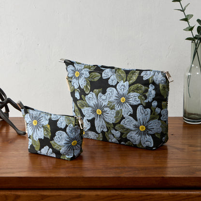 Blue Camellia Toiletry Bag - Travel-Friendly Cosmetic Bag