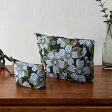 Load image into Gallery viewer, Blue Camellia Toiletry Bag - Travel-Friendly Cosmetic Bag
