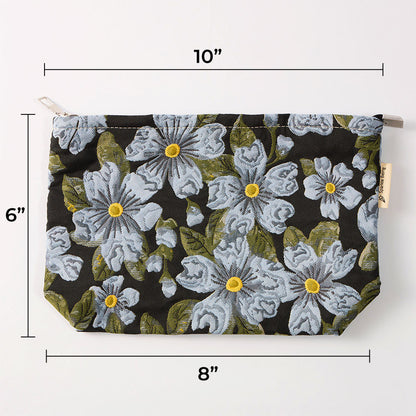Blue Camellia Toiletry Bag - Travel-Friendly Cosmetic Bag