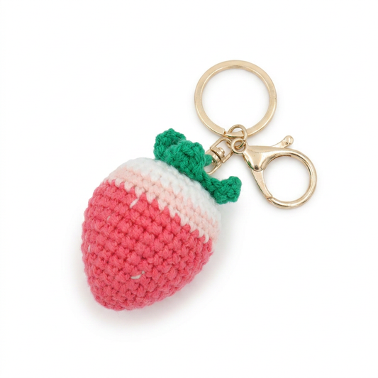Hand-Crochet Fruit to Go Strawberry Keychain