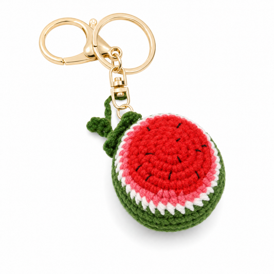 Hand-Crochet Watermelon Keychain - Summer Vibes Accessory