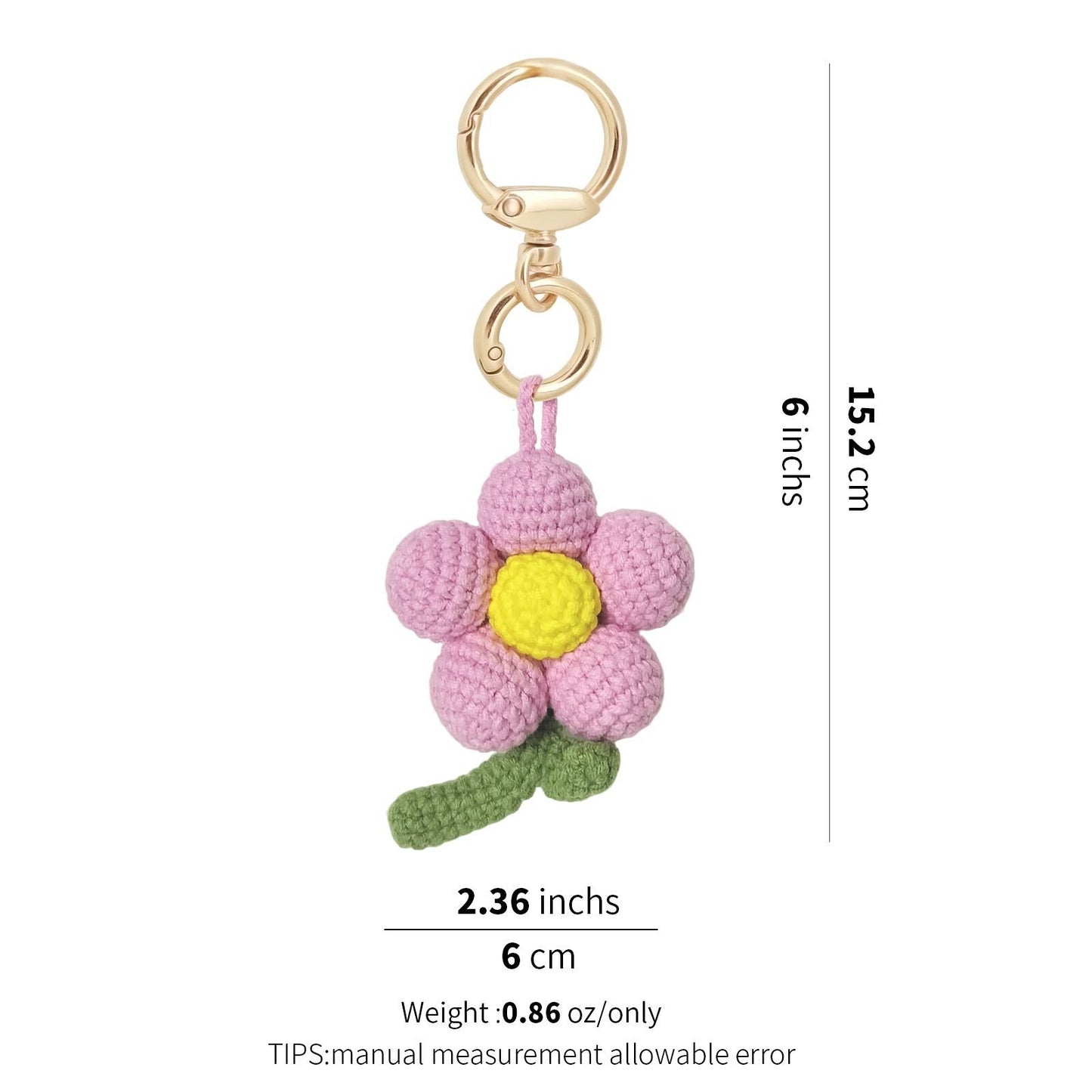 Handmade Crochet Pink Flower Keychain – Cute Floral Bag Charm