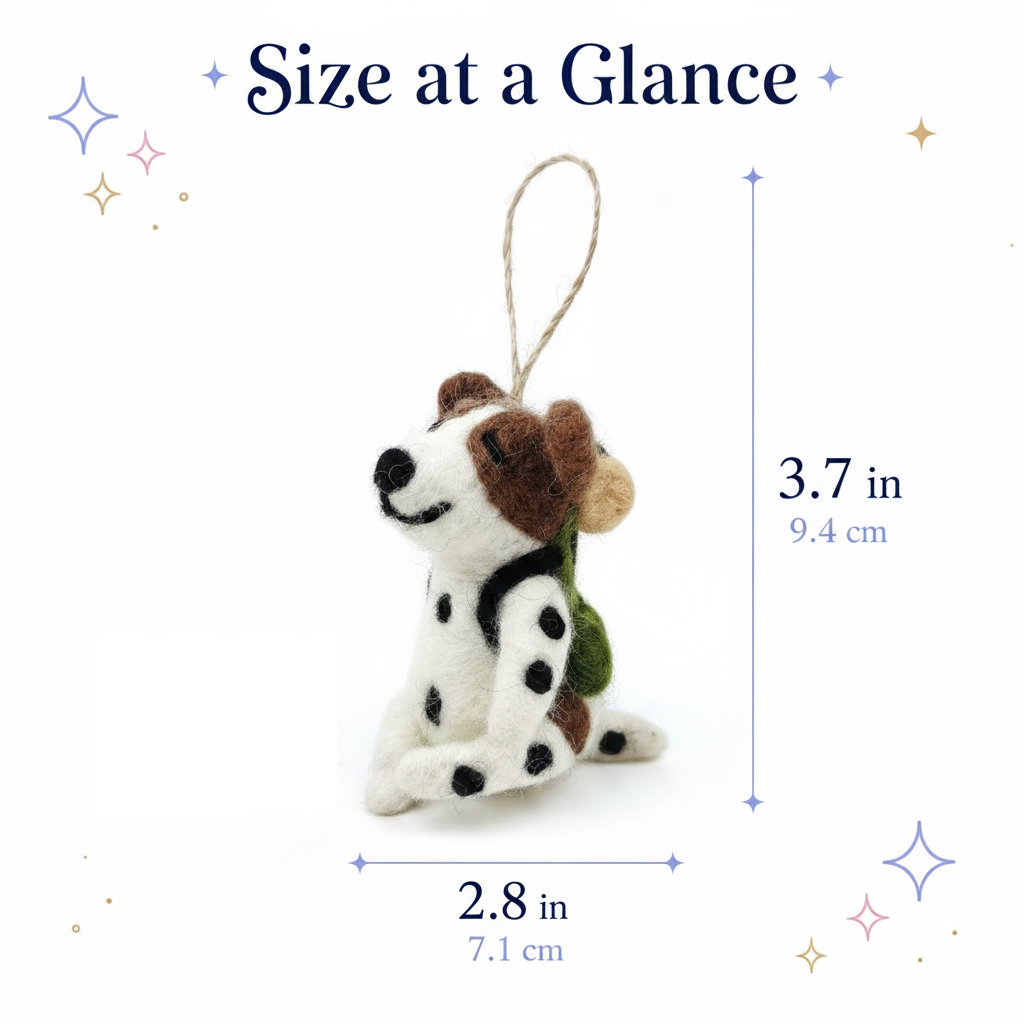 Hiking Dog Felt Ornament - Handmade in Nepal