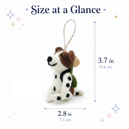 Hiking Dog Felt Ornament - Handmade in Nepal