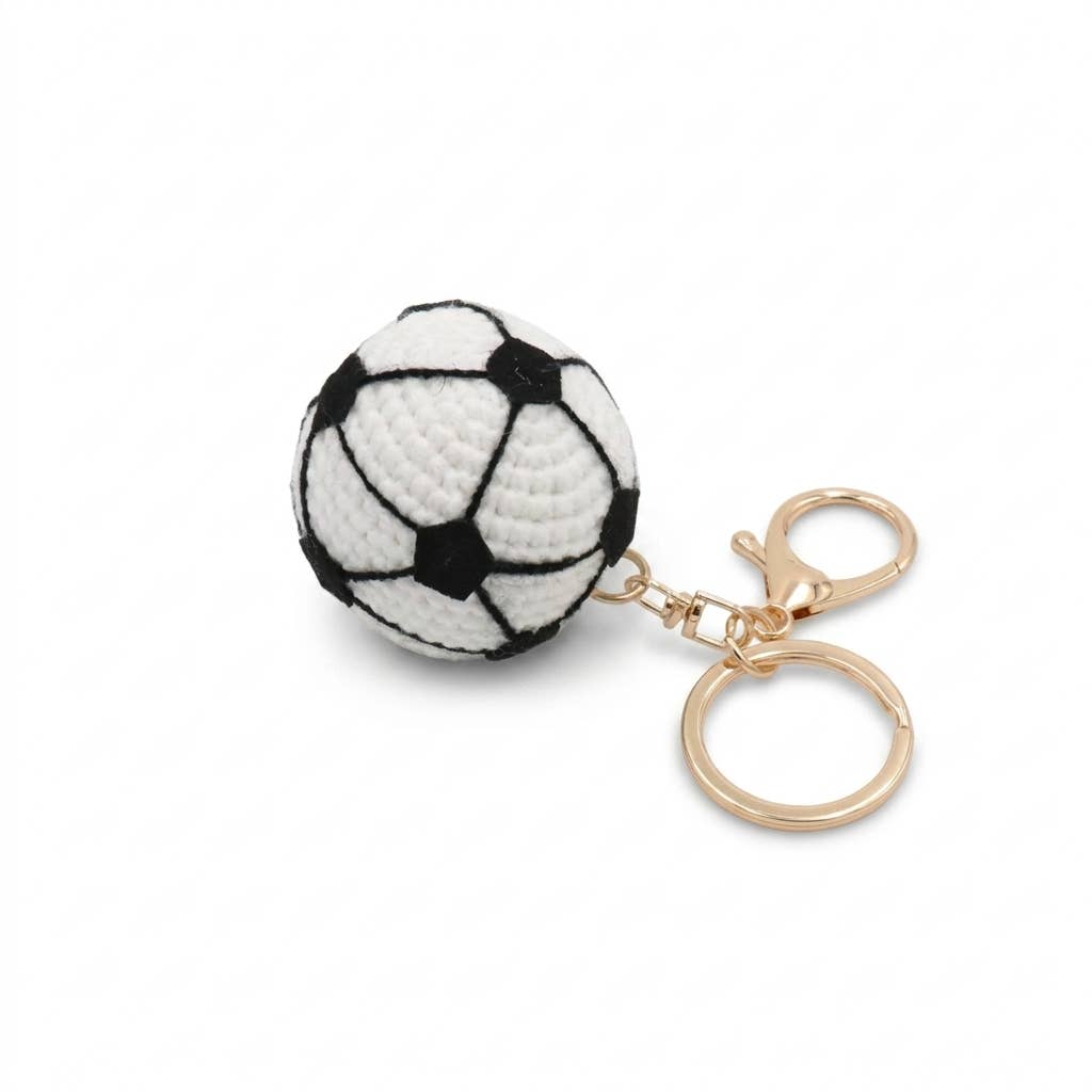 Handmade Crochet Soccer Ball Keychain – Mini Football Bag Charm