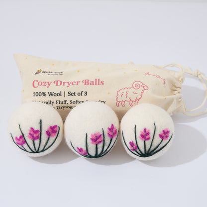 Floral Eco Wool Dryer Balls – Set of 3