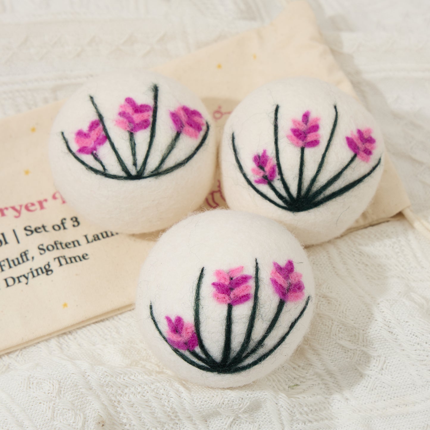Floral Eco Wool Dryer Balls – Set of 3