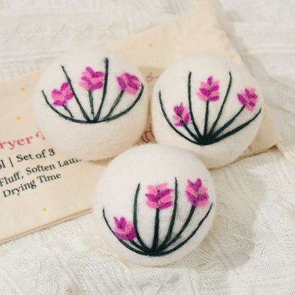 Floral Eco Wool Dryer Balls – Set of 3