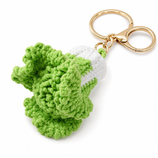 Hand-Crochet Cabbage Yarn Keychain for a Fresh Twist