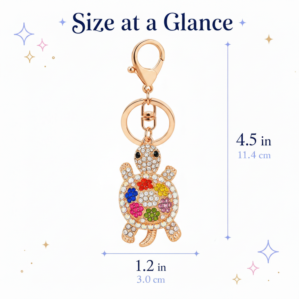 Colorful Rhinestone Turtle Keychain – Sparkly Bag Charm