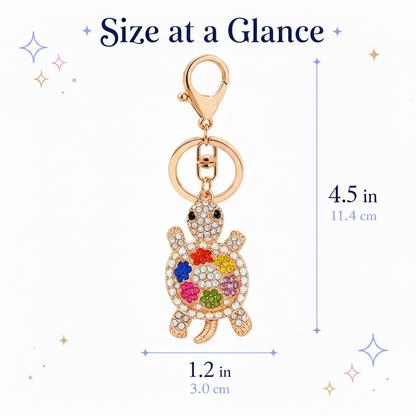 Colorful Rhinestone Turtle Keychain – Sparkly Bag Charm