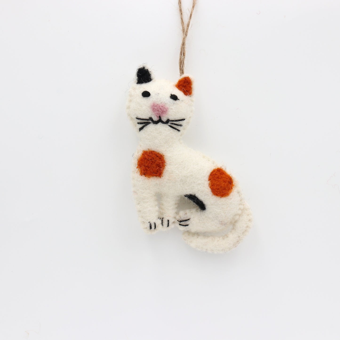 Felt Calico Cat Ornament – Handmade Wool Holiday Decor