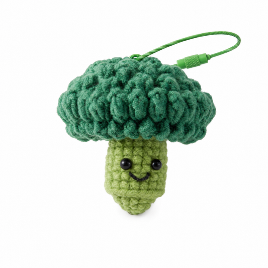 Hand-Crochet Broccoli Yarn Keychain for a Natural Vibe
