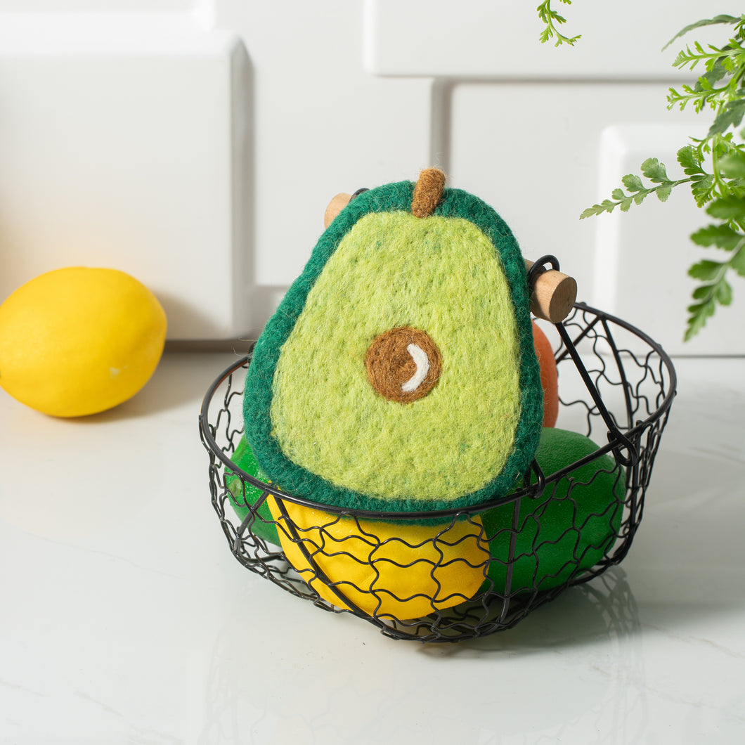 Handmade Wool Felt Fruits Cup Coasters Made in Nepal - Avocado, Apple, Pear, Orange