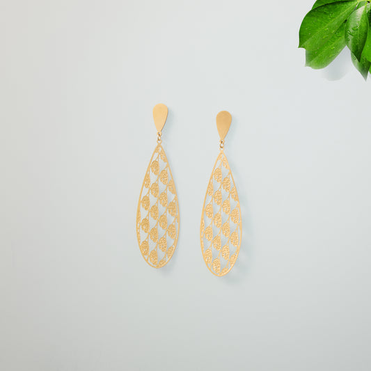 Stainless Steel Drop Earrings - Gold lattice