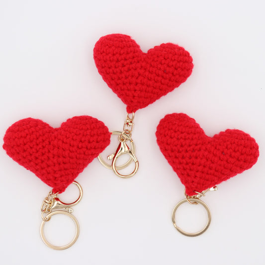 Heart in Hand: Knitted Red Heart Keychain