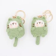 Load image into Gallery viewer, Purrfect in Green: Hand Knitted Green Cat Keychain
