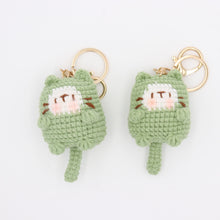 Load image into Gallery viewer, Purrfect in Green: Hand Knitted Green Cat Keychain
