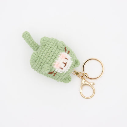 Purrfect in Green: Hand Knitted Green Cat Keychain