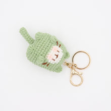 Load image into Gallery viewer, Purrfect in Green: Hand Knitted Green Cat Keychain
