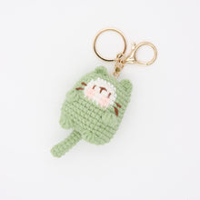 Load image into Gallery viewer, Purrfect in Green: Hand Knitted Green Cat Keychain
