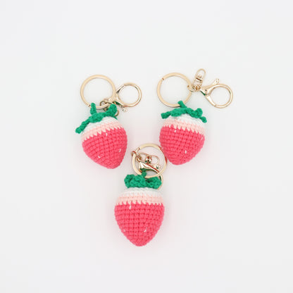 Fruit to Go: Knitted Strawberry Keychain Delight