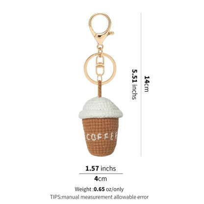 Hand-Crochet Coffee Cup Yarn Keychai
