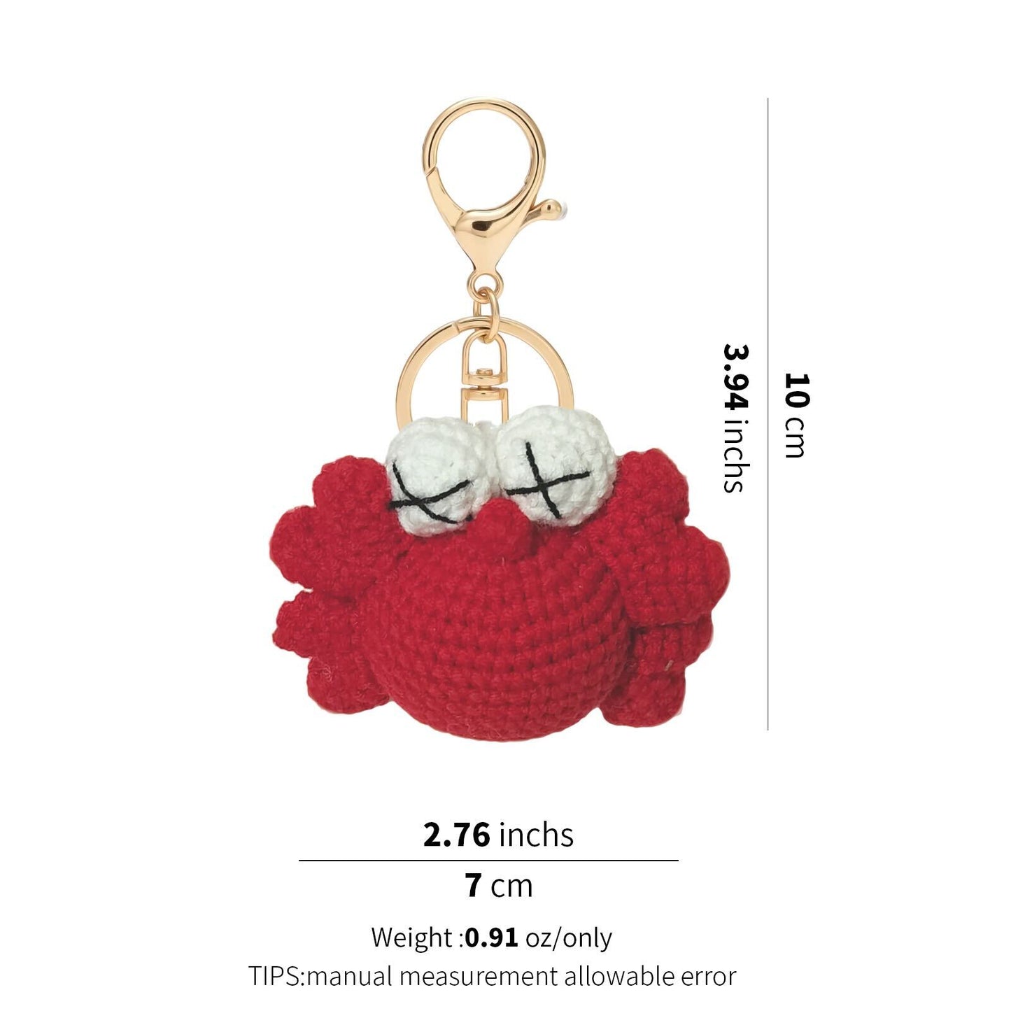 Handmade Crochet Crab Keychain – Red Ocean Bag Charm