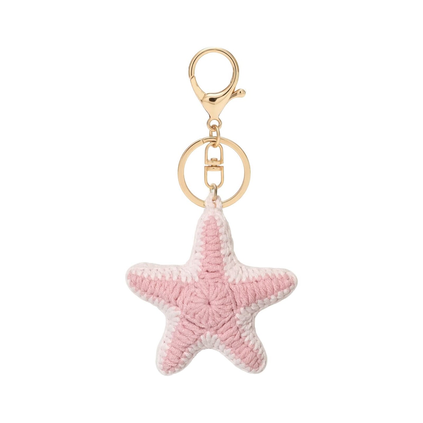 Handmade Crochet Starfish Keychain – Pink Ocean Bag Charm