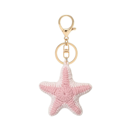 Handmade Crochet Starfish Keychain – Pink Ocean Bag Charm