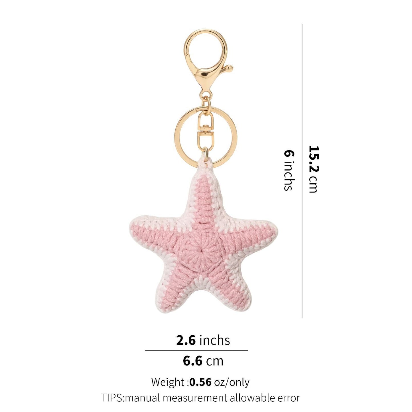 Handmade Crochet Starfish Keychain – Pink Ocean Bag Charm