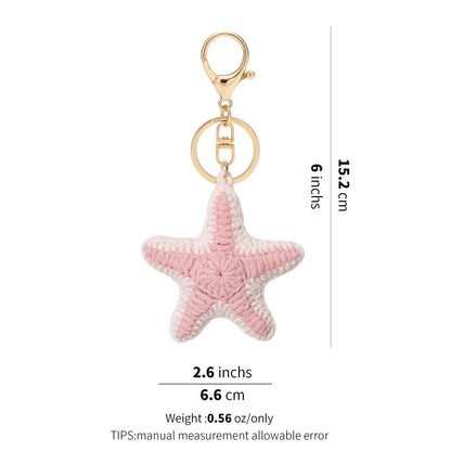 Handmade Crochet Starfish Keychain – Pink Ocean Bag Charm