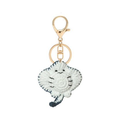 Handmade Crochet Stingray Keychain – Cute Ocean Animal Bag Charm