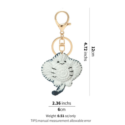 Handmade Crochet Stingray Keychain – Cute Ocean Animal Bag Charm
