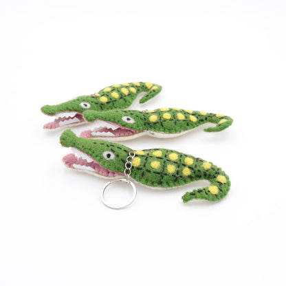 Handmade Wool Felt Crocodile Keychain – Purse & Backpack Charm