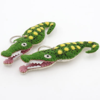 Handmade Wool Felt Crocodile Keychain – Purse & Backpack Charm