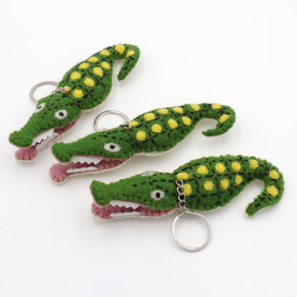 Handmade Wool Felt Crocodile Keychain – Purse & Backpack Charm