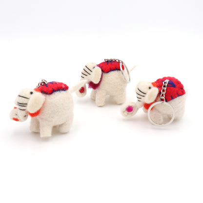 Handmade Wool Felt Elephant Keychain – Purse & Backpack Charm
