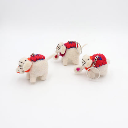 Handmade Wool Felt Elephant Keychain – Purse & Backpack Charm