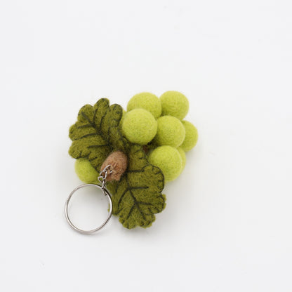 Handmade Felt Grapes Keychain – Cute Fruit Bag Charm, Wool Grape Key Ring