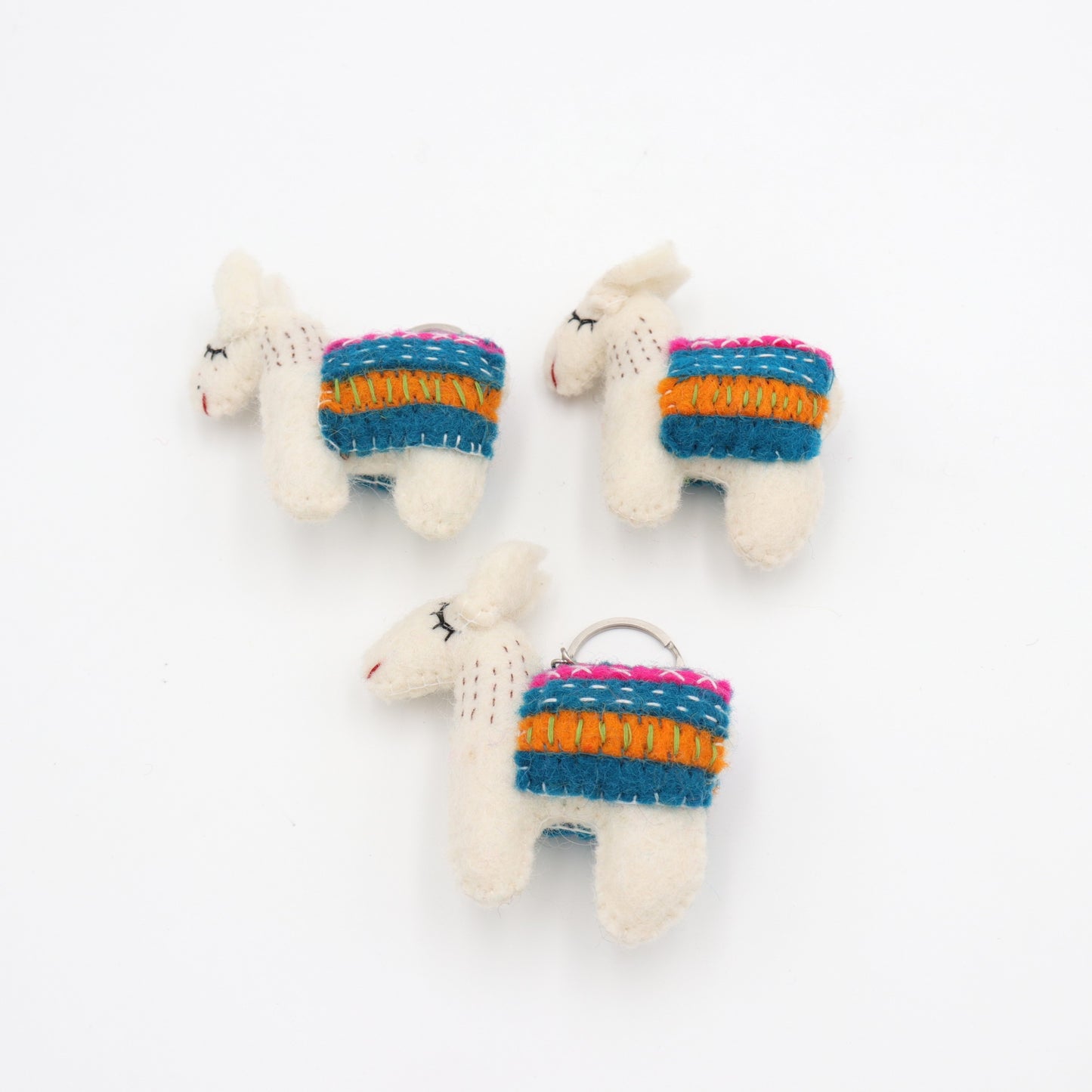 Wool Felt Llama Keychain – Colorful Wool Bag Charm, Cute Alpaca Key Ring