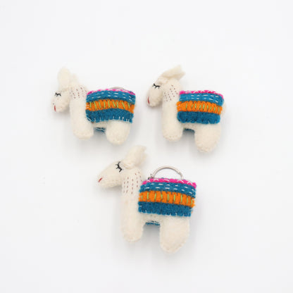 Wool Felt Llama Keychain – Colorful Wool Bag Charm, Cute Alpaca Key Ring
