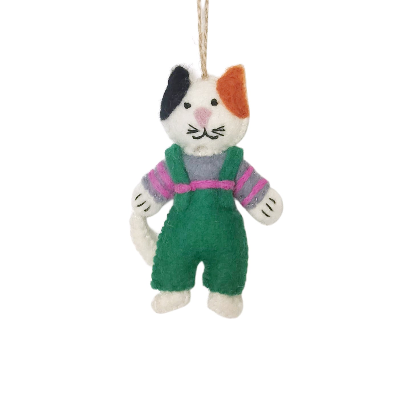 Handmade Wool Felt Cozy Calico Cat Ornament